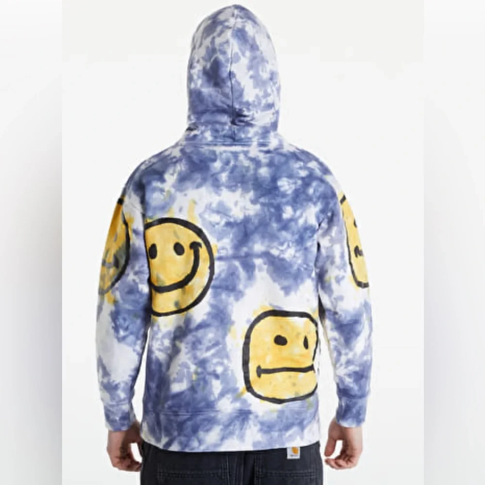 MARKET Smiley Sun Dye Blue white yellow Hoodie- size M - Picture 4 of 13